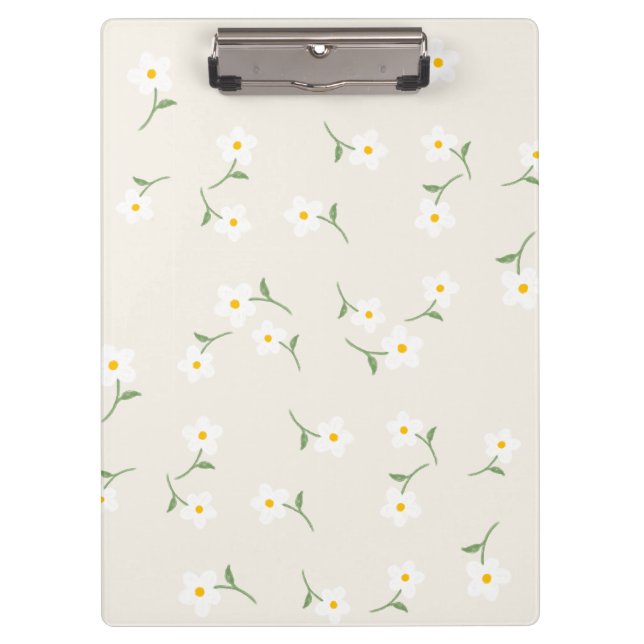 cream Daisy Floral Clipboard  (Front)