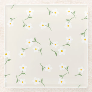Cream Daisy Floral Coaster Elegant Botanical