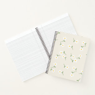 cream Daisy Floral Notebook Hand-Drawn Botanical