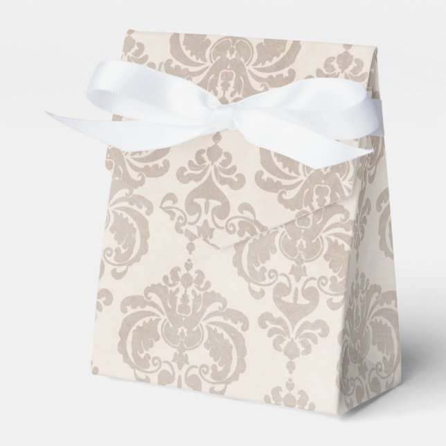 Cream Damask Favour Box (Front Side)