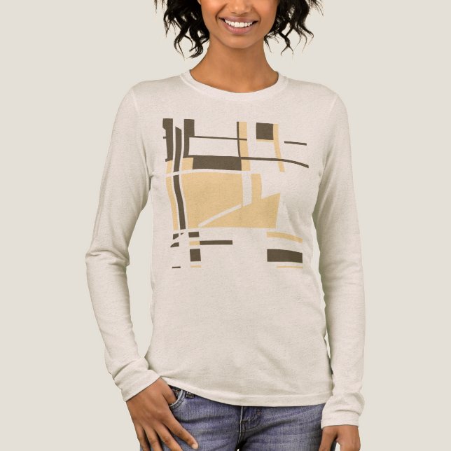 Cream Dark Brown MCM-inspired Geometric Abstract Tri-Blend Shirt (Front)