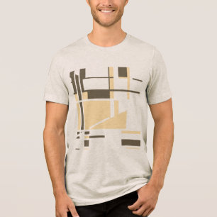 Cream Dark Brown MCM-inspired Geometric Abstract Tri-Blend Shirt