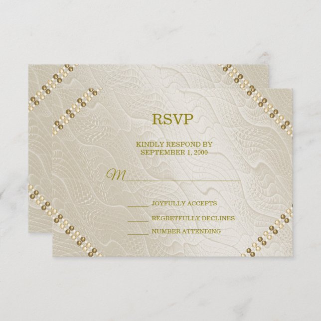 Cream Decorative Wedding RSVP Card (Front/Back)