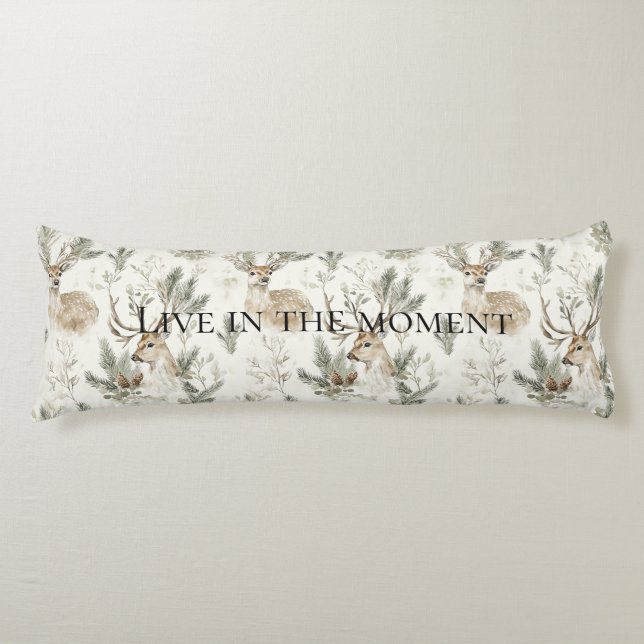 Cream Deer Woodland Animals Christmas   Body Cushion (Front)