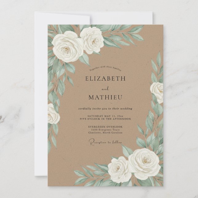 Cream Delicate Botanical Wedding Invitation (Front)
