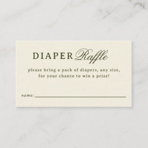 Cream Diaper Raffle Baby Shower Enclosure Card
