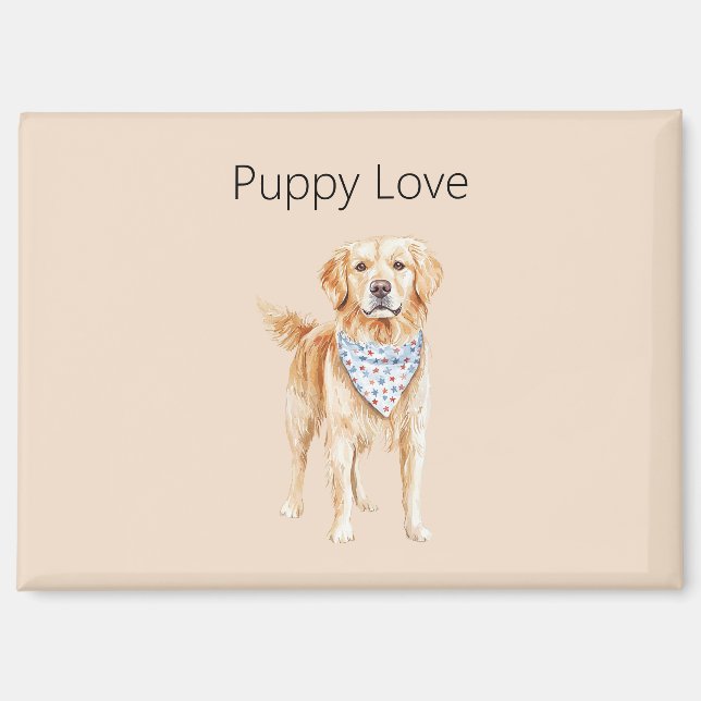 Cream Dog Puppy Love Magnet (Front)