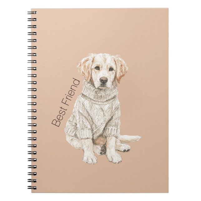 Cream Dog Sweater Best Friend Notebook (Front)