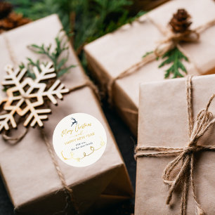 Cream Doodle Stars Merry Christmas Holiday Sticker