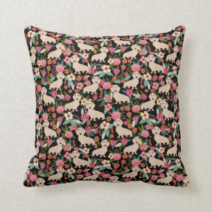 Cream Doxie Floral - cream florals Cushion