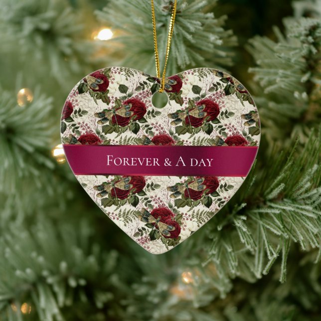 Cream Dragonflies and Roses  Ceramic Tree Decoration (Tree)