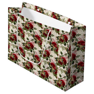 Cream Dragonflies and Roses Large Gift Bag