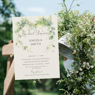 Cream Dripping Foliage Elegant Bridal Shower Invitation