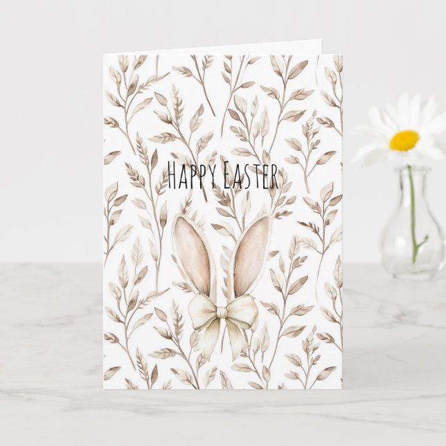 Cream Easter Bunny Rabbit Ears Card (Small Plant)