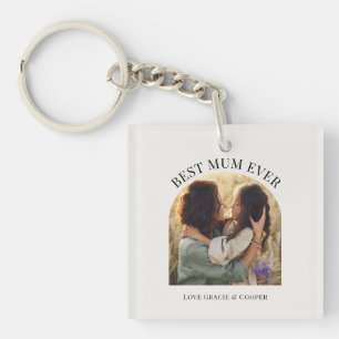 Cream elegant arch photo typography best mum key ring