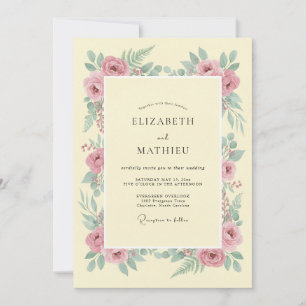 Cream Elegant Botanical Wedding Invitation