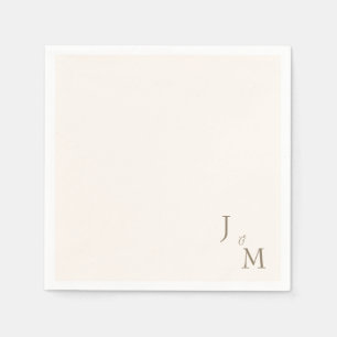 Cream Elegant Gold Monogram Wedding Napkin