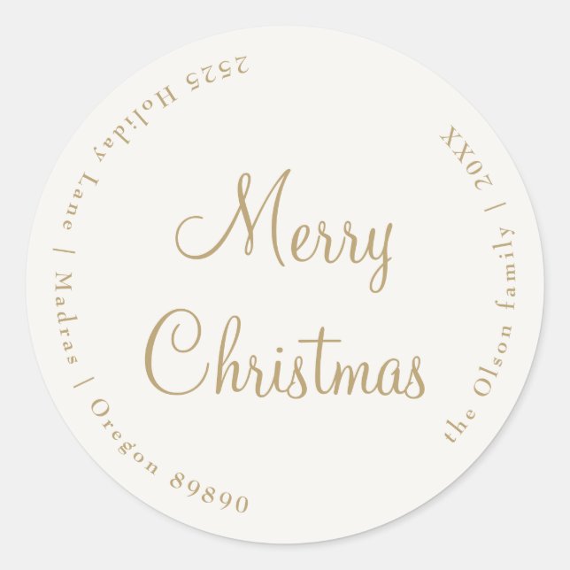 Cream Elegant Minimalist Christmas Envelope Seals (Front)