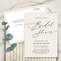Cream Elegant Script Modern Simple Bridal Shower