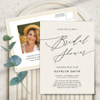 Cream Elegant Script Modern Simple Bridal Shower