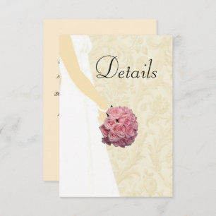 Cream Elegant Wedding Gown Wedding Details Enclosure Card