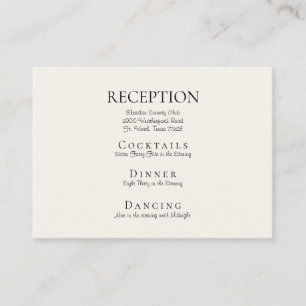 Cream Elegant Wedding Reception Enclosure Card
