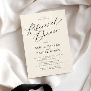 Cream elegant wedding rehearsal dinner invitation