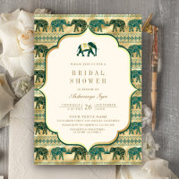 Cream Emerald Gold Elephant Indian Bridal Shower