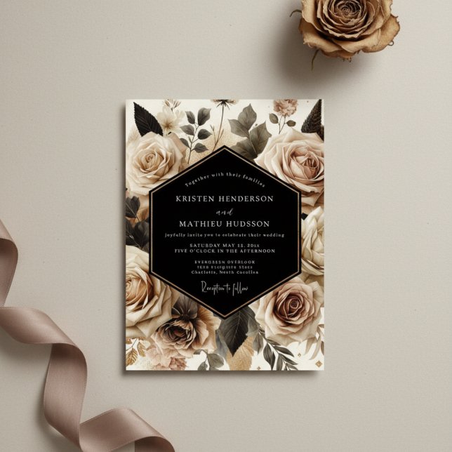 Cream Ethereal Blossom Wedding Invitation (Creator Uploaded)