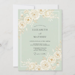 Cream Ethereal Botanical Romance Wedding Invitation