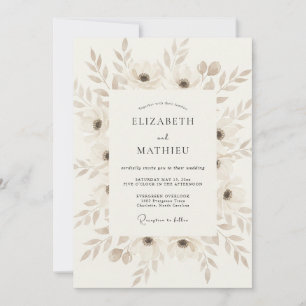 Cream Ethereal Vintage Wedding Invitation