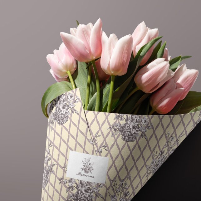 Cream Floral Basket Tissue Paper (Creator Uploaded)