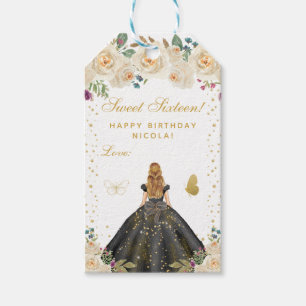 Cream Floral Blonde Hair Girl Sweet Sixteen Gift Tags