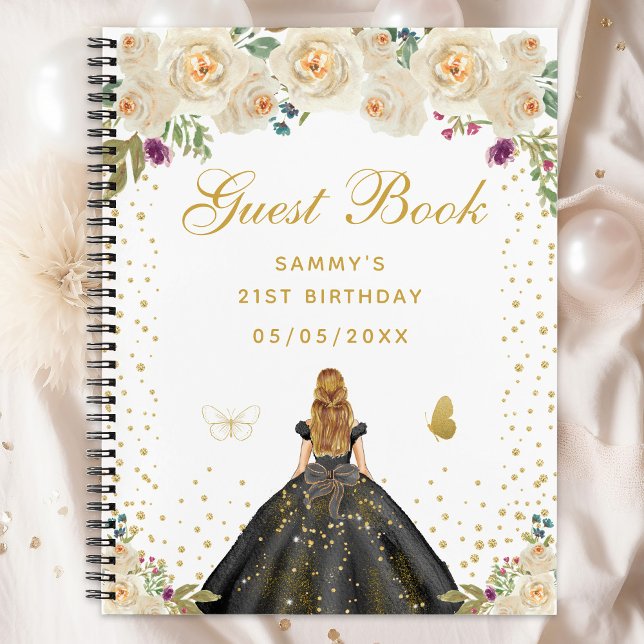 Cream Floral Blonde Hair Princess Guest Book (Creator Uploaded)