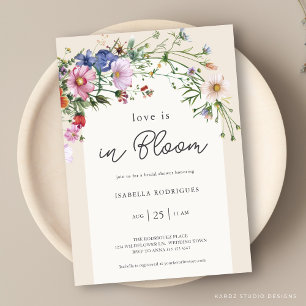 Cream Floral Bridal Shower Love in Bloom Shower Invitation