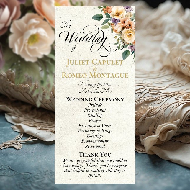 Cream Floral - Cream Wedding Programme (Creator Uploaded)