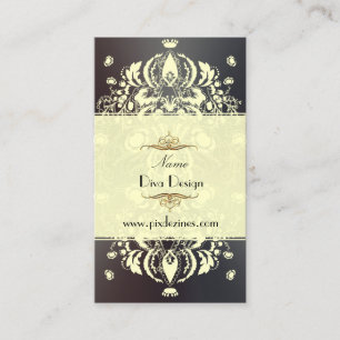 Cream Floral Damask /DIY Background Business Card