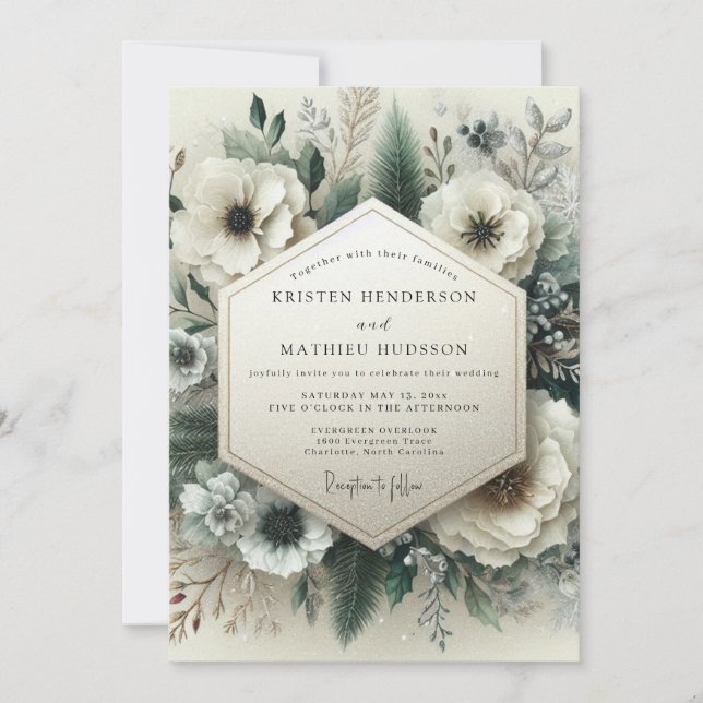 Cream Floral Ethereal Wedding Invitation (Front)