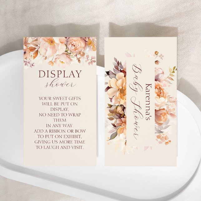 Cream Floral Fall Baby Shower Display Shower Enclosure Card (Creator Uploaded)
