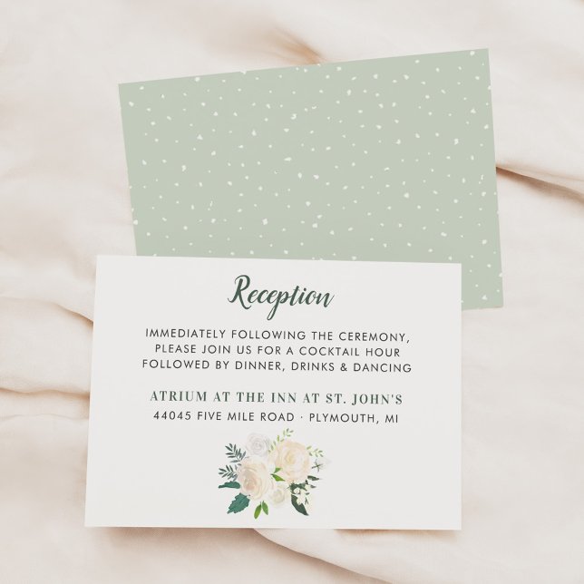 Cream Floral Greenery Bouquet Wedding Reception Enclosure Card (Creator Uploaded)