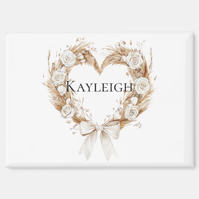 Cream Floral Heart Wreath   Magnet (Front)