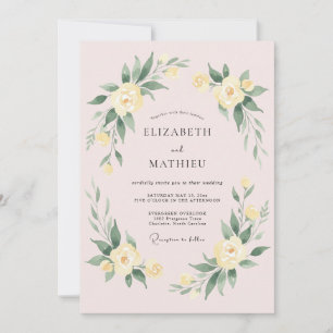 Cream Floral Lush Arrangement Wedding Invitation