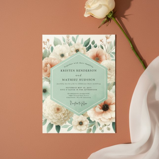 Cream Floral Meadow Wedding Invitation (Creator Uploaded)
