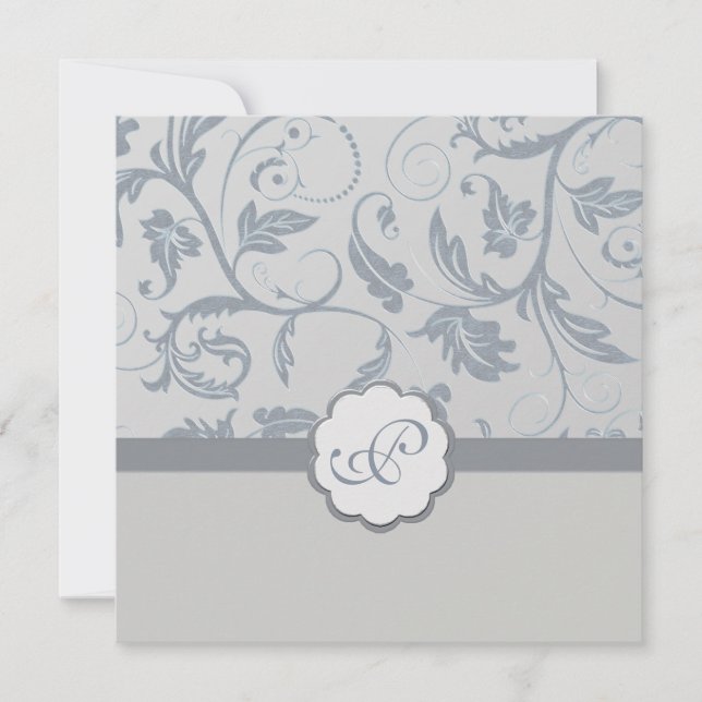Cream Floral Monogram Invitation (Front)