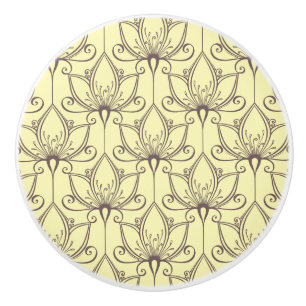 Cream Floral Pattern Ceramic Knob