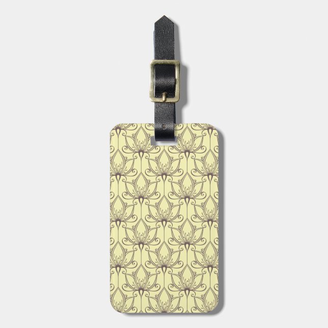 Cream Floral Pattern Luggage Tag (Front Vertical)