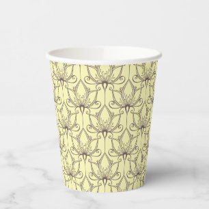 Cream Floral Pattern Paper Cups