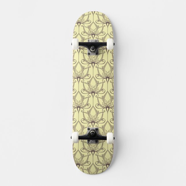 Cream Floral Pattern Skateboard (Front)