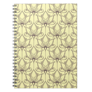 Cream Floral Pattern Spiral Notebook