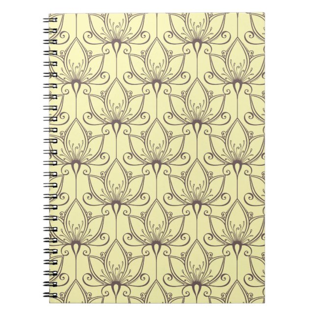Cream Floral Pattern Spiral Notebook (Front)